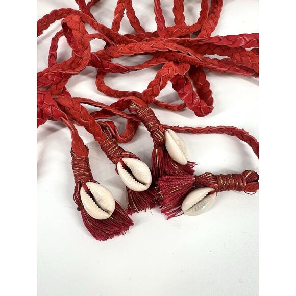 FREE PEOPLE Red Braided Leather Bondi Tall Gladiator Espadrilles Sandals - Picture 14 of 16